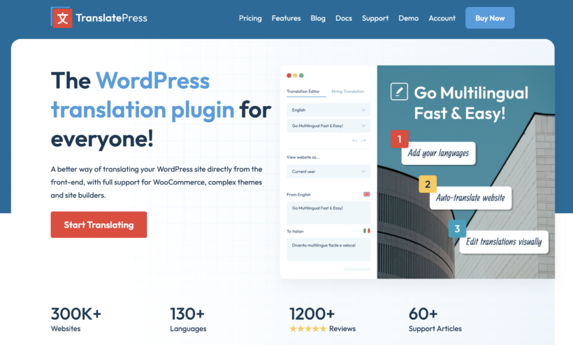 TranslatePress home page